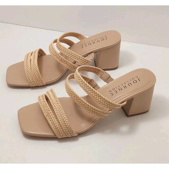 Journee Collection Women's Size 8 Natia Heeled Sandals Tan 8M - Picture 5 of 12